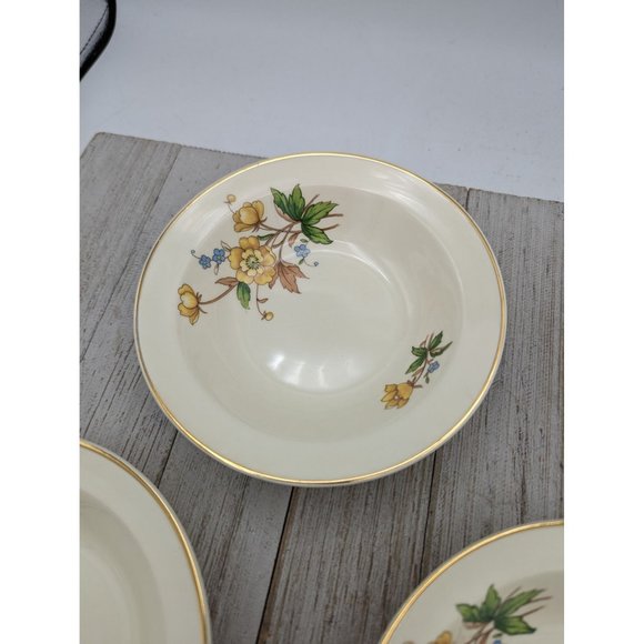 Vintage Set 4 Taylor Smith Taylor Dessert Bowl 5 3/8" Yellow Buttercups TST237 - Picture 4 of 8